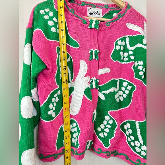 Vintage Lilly Pulitzer Spring Cardigan Sweater Embroidery Butterfly Beads - Picture 4 of 10
